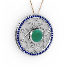 Vanida Kolye - Kök zümrüt ve lab safir 925 ayar gümüş kolye (40 cm gümüş rolo zincir) #c6zel8