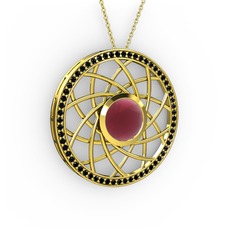 Vanida Kolye - Kök yakut ve siyah zirkon 18 ayar altın kolye (40 cm altın rolo zincir) #cd7qsu