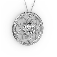 Vanida Kolye - Swarovski 925 ayar gümüş kolye (40 cm beyaz altın rolo zincir) #ddcwu4