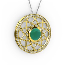 Vanida Kolye - Kök zümrüt ve beyaz zirkon 14 ayar altın kolye (40 cm beyaz altın rolo zincir) #dzvz2d