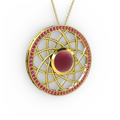 Vanida Kolye - Kök yakut ve rodolit garnet 8 ayar altın kolye (40 cm gümüş rolo zincir) #f33r03