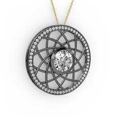 Vanida Kolye - Swarovski ve pırlanta 925 ayar siyah rodyum kaplama gümüş kolye (0.66 karat, 40 cm altın rolo zincir) #fu6fq2