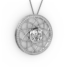 Vanida Kolye - Swarovski ve pırlanta 8 ayar beyaz altın kolye (0.66 karat, 40 cm gümüş rolo zincir) #h8yuy0