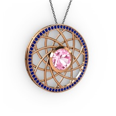 Vanida Kolye - Pembe kuvars ve lab safir 14 ayar rose altın kolye (40 cm gümüş rolo zincir) #hzpnl5