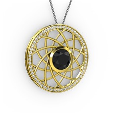 Vanida Kolye - Siyah zirkon ve swarovski 8 ayar altın kolye (40 cm gümüş rolo zincir) #ipqni2