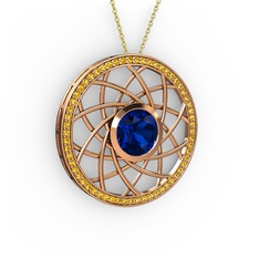 Vanida Kolye - Lab safir ve sitrin 8 ayar rose altın kolye (40 cm gümüş rolo zincir) #ix9ykt