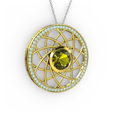 Vanida Kolye - Peridot ve akuamarin 925 ayar altın kaplama gümüş kolye (40 cm gümüş rolo zincir) #kvyszt