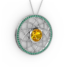 Vanida Kolye - Sitrin ve yeşil kuvars 925 ayar gümüş kolye (40 cm beyaz altın rolo zincir) #l4h88p
