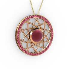 Vanida Kolye - Kök yakut ve rodolit garnet 18 ayar rose altın kolye (40 cm altın rolo zincir) #lpaldn