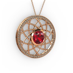 Vanida Kolye - Garnet ve dumanlı kuvars 8 ayar rose altın kolye (40 cm rose altın rolo zincir) #mnx0y2