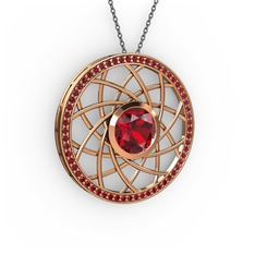Vanida Kolye - Garnet 8 ayar rose altın kolye (40 cm gümüş rolo zincir) #msj489