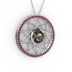Vanida Kolye - Dumanlı kuvars ve garnet 925 ayar gümüş kolye (40 cm gümüş rolo zincir) #nuej58