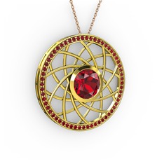 Vanida Kolye - Garnet 8 ayar altın kolye (40 cm rose altın rolo zincir) #o8j6s1
