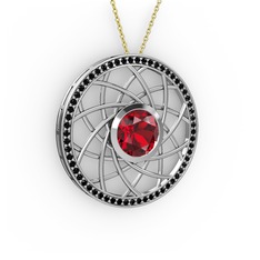 Vanida Kolye - Garnet ve siyah zirkon 925 ayar gümüş kolye (40 cm altın rolo zincir) #pgy8rb