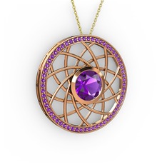 Vanida Kolye - Ametist 925 ayar rose altın kaplama gümüş kolye (40 cm altın rolo zincir) #pjdygs