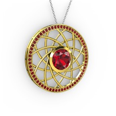 Vanida Kolye - Garnet 925 ayar altın kaplama gümüş kolye (40 cm beyaz altın rolo zincir) #play58
