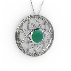 Vanida Kolye - Kök zümrüt ve dumanlı kuvars 18 ayar beyaz altın kolye (40 cm beyaz altın rolo zincir) #pu2w47