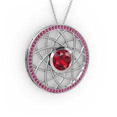 Vanida Kolye - Garnet ve rodolit garnet 18 ayar beyaz altın kolye (40 cm gümüş rolo zincir) #rf7mea