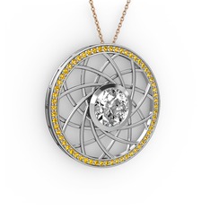 Vanida Kolye - Swarovski ve sitrin 18 ayar beyaz altın kolye (40 cm gümüş rolo zincir) #rlh9kg