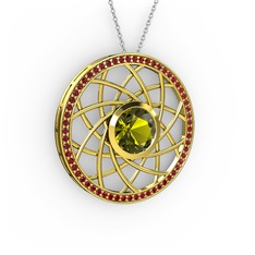 Vanida Kolye - Peridot ve garnet 14 ayar altın kolye (40 cm beyaz altın rolo zincir) #tkpxrp