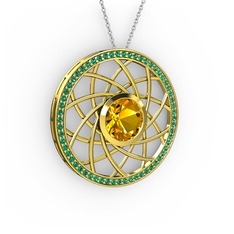 Vanida Kolye - Sitrin ve yeşil kuvars 18 ayar altın kolye (40 cm beyaz altın rolo zincir) #tmdq3s