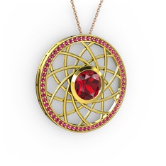 Vanida Kolye - Garnet ve rodolit garnet 8 ayar altın kolye (40 cm gümüş rolo zincir) #utmo4p