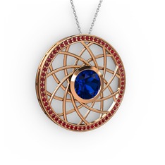Vanida Kolye - Lab safir ve garnet 925 ayar rose altın kaplama gümüş kolye (40 cm gümüş rolo zincir) #vo0uyt
