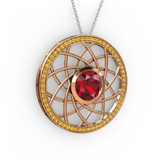 Vanida Kolye - Garnet ve sitrin 18 ayar rose altın kolye (40 cm beyaz altın rolo zincir) #wjrh67