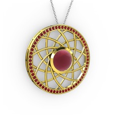 Vanida Kolye - Kök yakut ve garnet 14 ayar altın kolye (40 cm beyaz altın rolo zincir) #wmtvyw