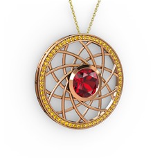 Vanida Kolye - Garnet ve sitrin 8 ayar rose altın kolye (40 cm gümüş rolo zincir) #x0fpsj