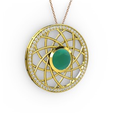 Vanida Kolye - Kök zümrüt ve swarovski 18 ayar altın kolye (40 cm gümüş rolo zincir) #xazz12