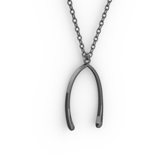 Dilek Kolye - 925 ayar siyah rodyum kaplama gümüş kolye (40 cm gümüş rolo zincir) #1cp9sed