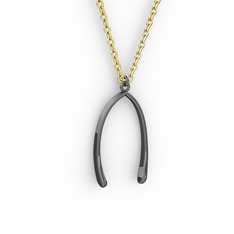 Dilek Kolye - 925 ayar siyah rodyum kaplama gümüş kolye (40 cm altın rolo zincir) #2kvc9o