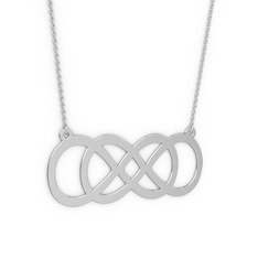 Eternity Kolye - 14 ayar beyaz altın kolye (40 cm gümüş rolo zincir) #8bkn26