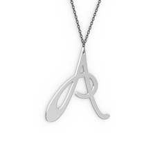 A Harf Kolye - 925 ayar gümüş kolye (40 cm gümüş rolo zincir) #vls065