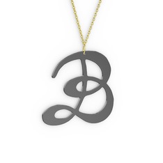 925 ayar siyah rodyum kaplama gümüş kolye (40 cm altın rolo zincir)