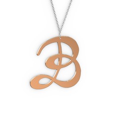 B Harf Kolye - 8 ayar rose altın kolye (40 cm beyaz altın rolo zincir) #ea7uw7