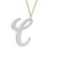 C Harf Kolye - 925 ayar gümüş kolye (40 cm altın rolo zincir) #1fjmof5