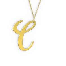 C Harf Kolye - 14 ayar altın kolye (40 cm altın rolo zincir) #1g1j1y7