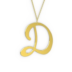 D Harf Kolye - 14 ayar altın kolye (40 cm altın rolo zincir) #1e70y0k