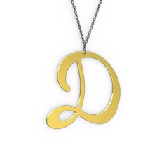 D Harf Kolye - 8 ayar altın kolye (40 cm gümüş rolo zincir) #pmfxr7