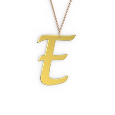 E Harf Kolye - 14 ayar altın kolye (40 cm rose altın rolo zincir) #1uffnz