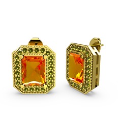 Sitrin ve peridot 8 ayar altın küpe