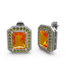 Sitrin ve peridot 925 ayar gümüş küpe