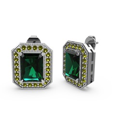 Yeşil kuvars ve peridot 925 ayar gümüş küpe