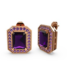 Ametist 18 ayar rose altın küpe