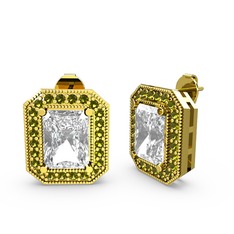 Swarovski ve peridot 14 ayar altın küpe
