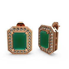 Esinti Dikdörtgen Küpe - Kök zümrüt ve dumanlı kuvars 18 ayar rose altın küpe #1mnwiu4
