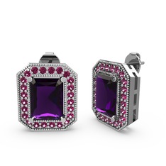 Ametist ve rodolit garnet 925 ayar gümüş küpe