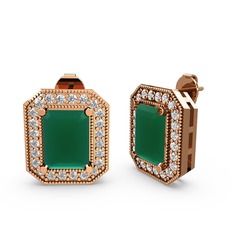 Esinti Dikdörtgen Küpe - Kök zümrüt ve swarovski 14 ayar rose altın küpe #1rd67p9
